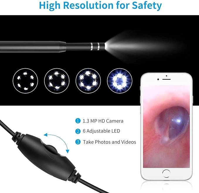 HD Video otoscope【360°Wide Angle & 1296P FHD Video Image
