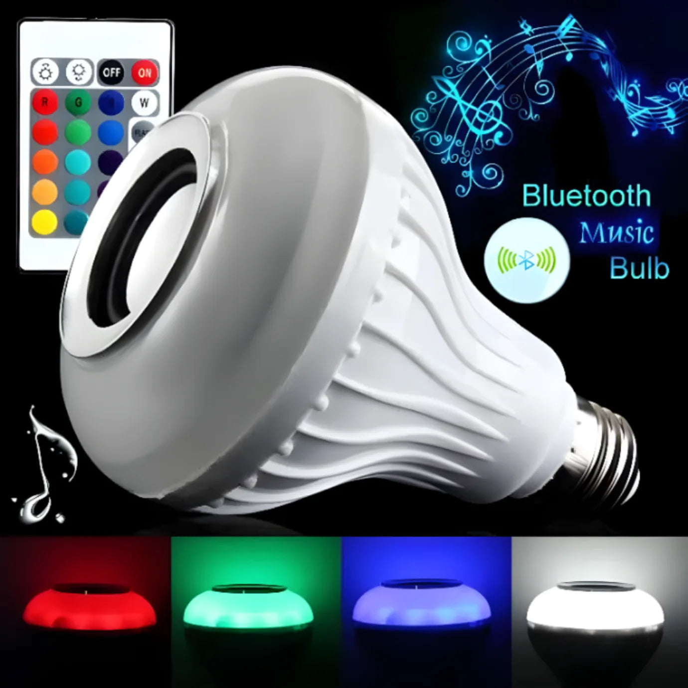 3-in-1 Music LED Bulb with Bluetooth Speaker & Remote