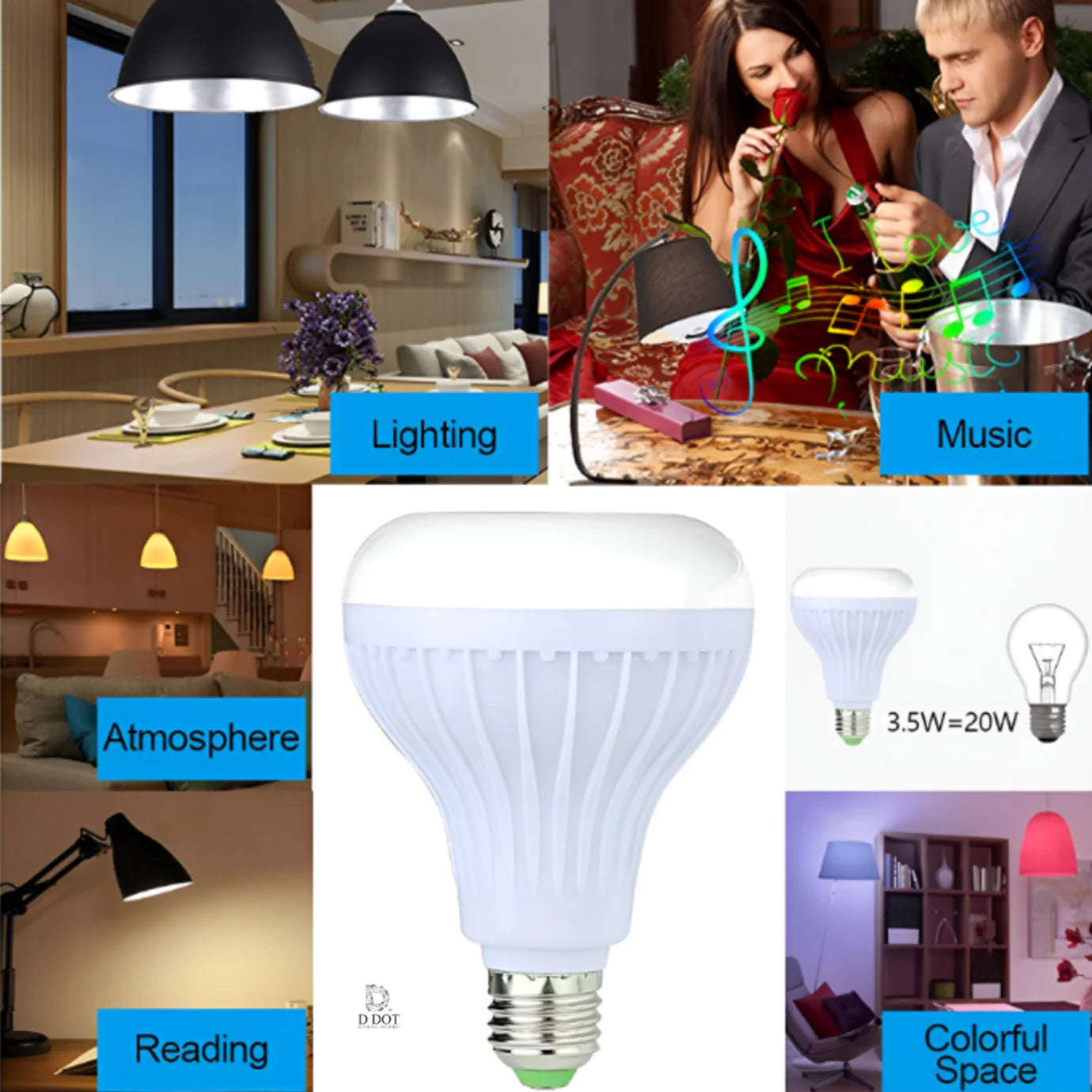 3-in-1 Music LED Bulb with Bluetooth Speaker & Remote